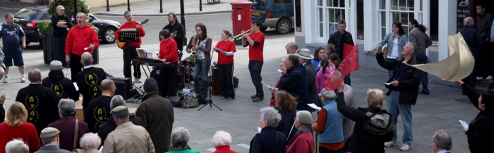 Team music group in city centre
