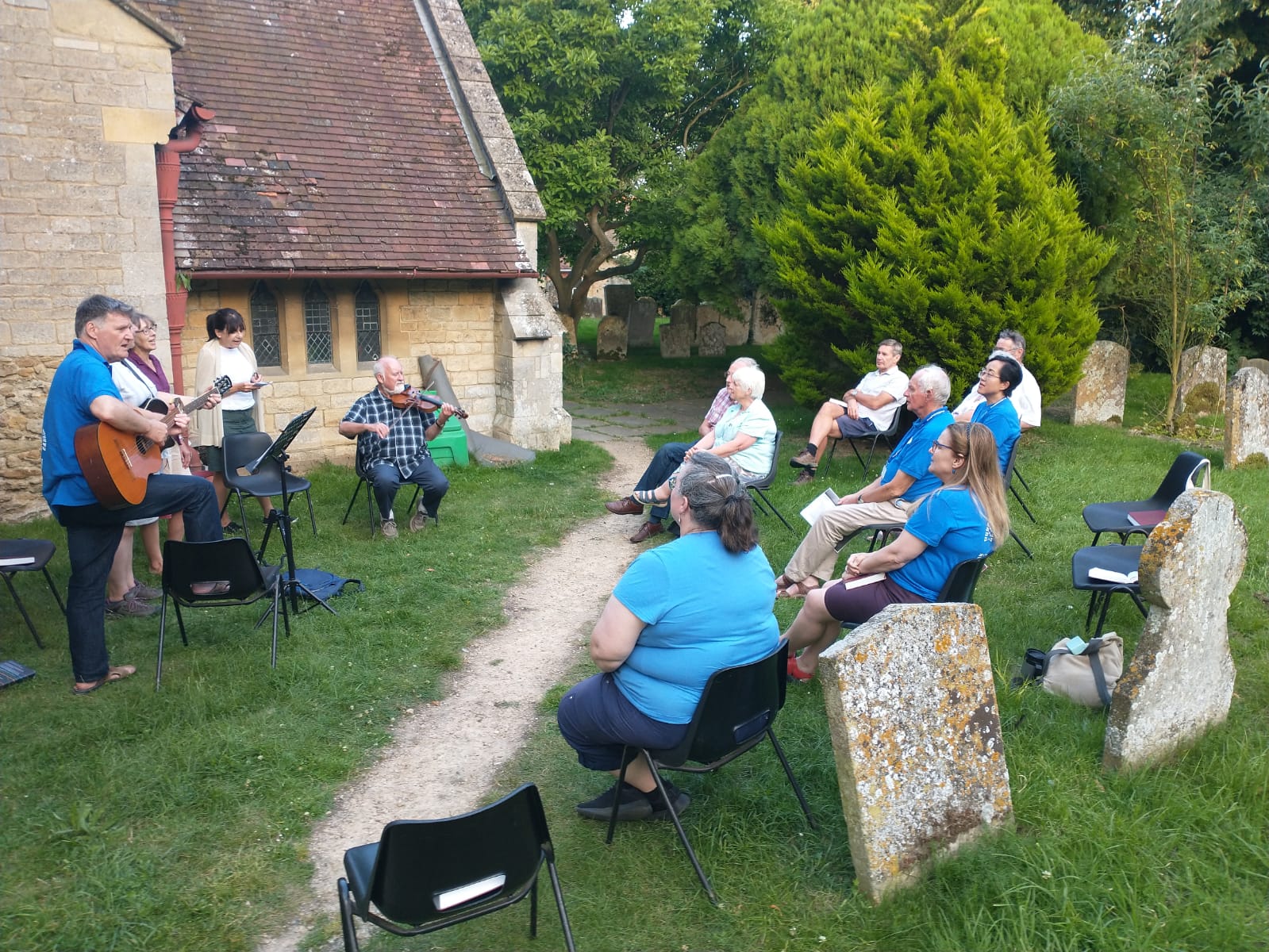 singing in churchyard